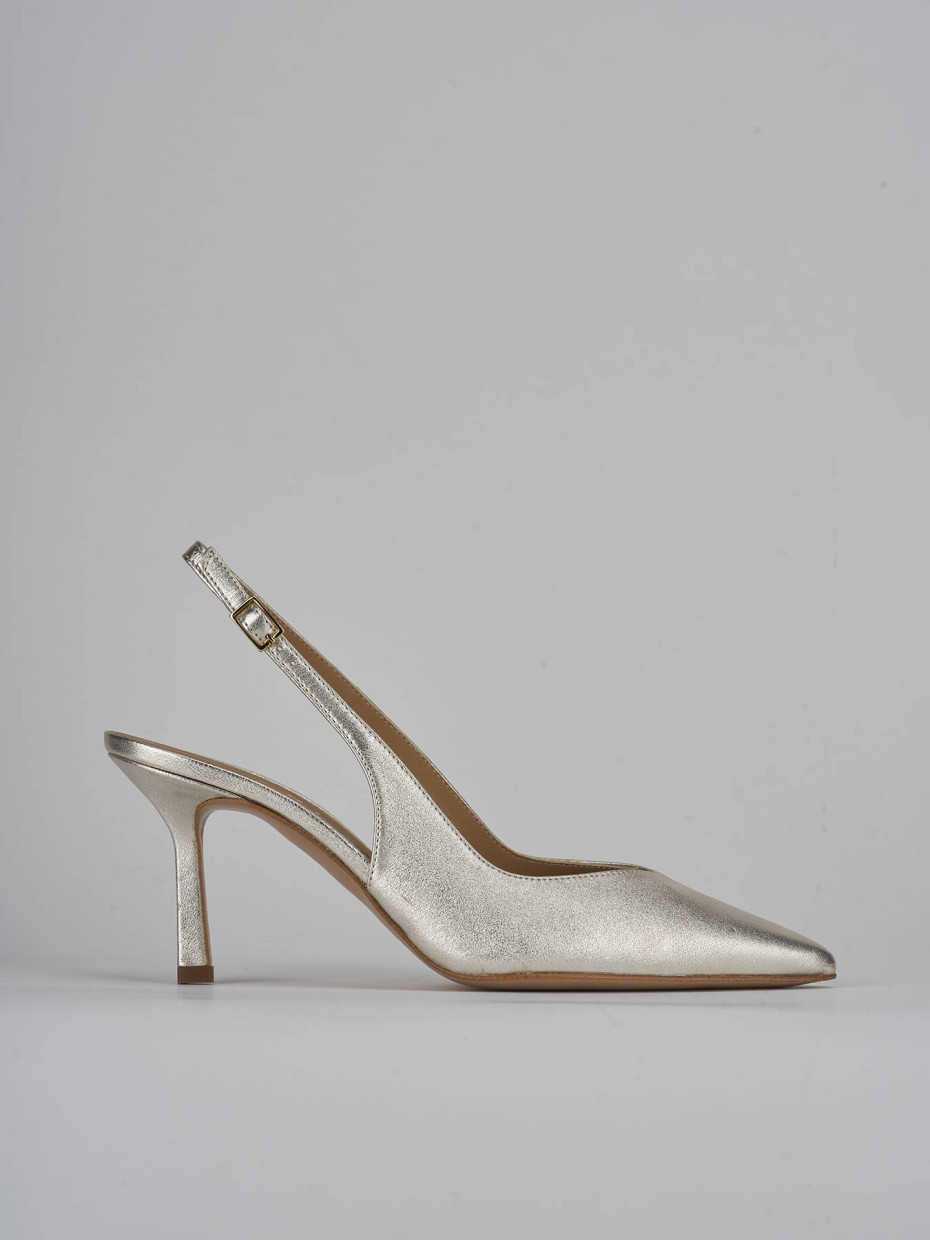 Slingback decolte tacco 7 cm oro laminato