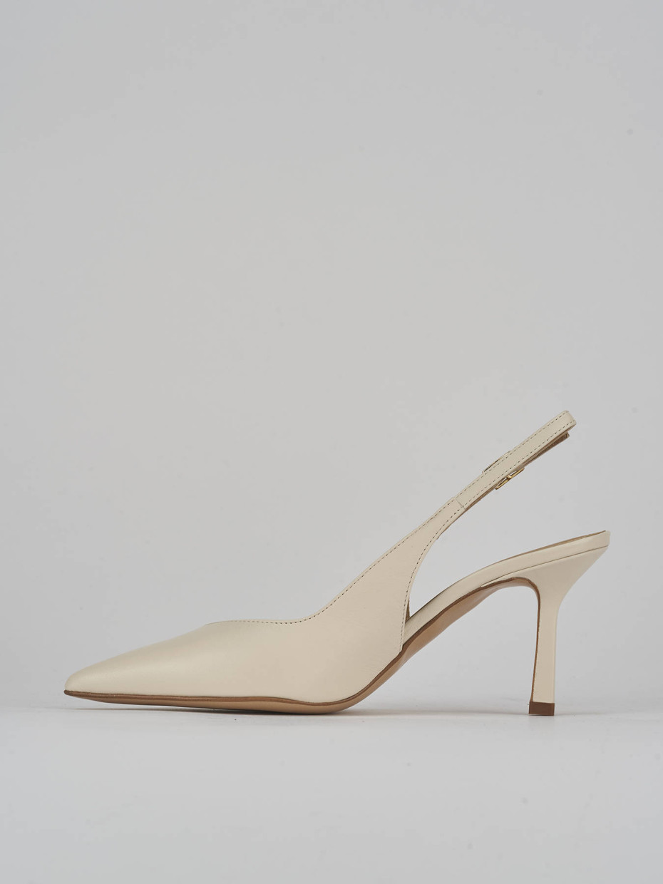 Slingback decolte tacco 7 cm bianco pelle