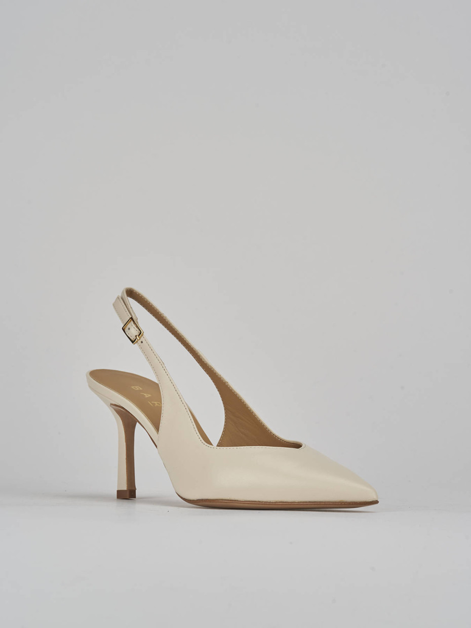 Slingback decolte tacco 7 cm bianco pelle