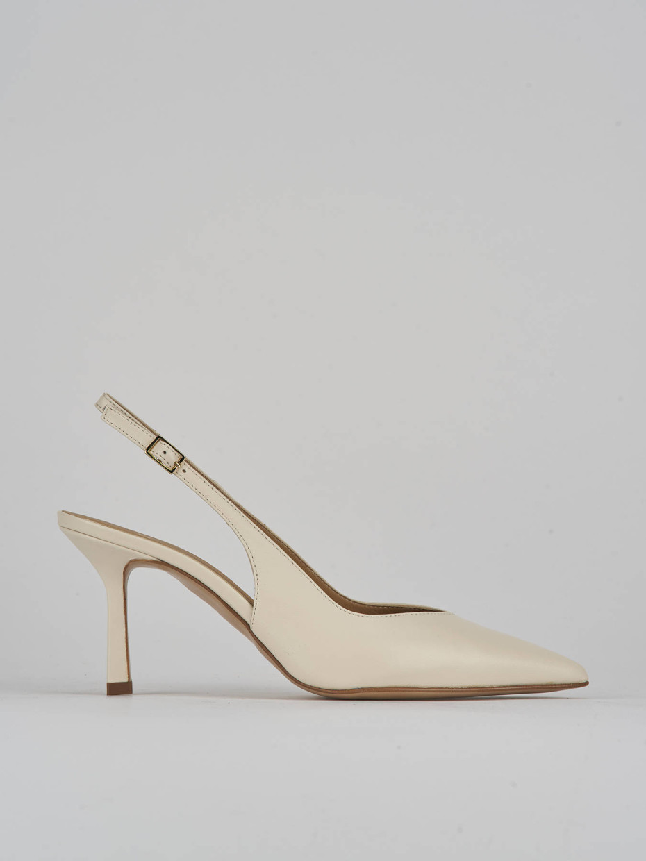 Slingback decolte tacco 7 cm bianco pelle