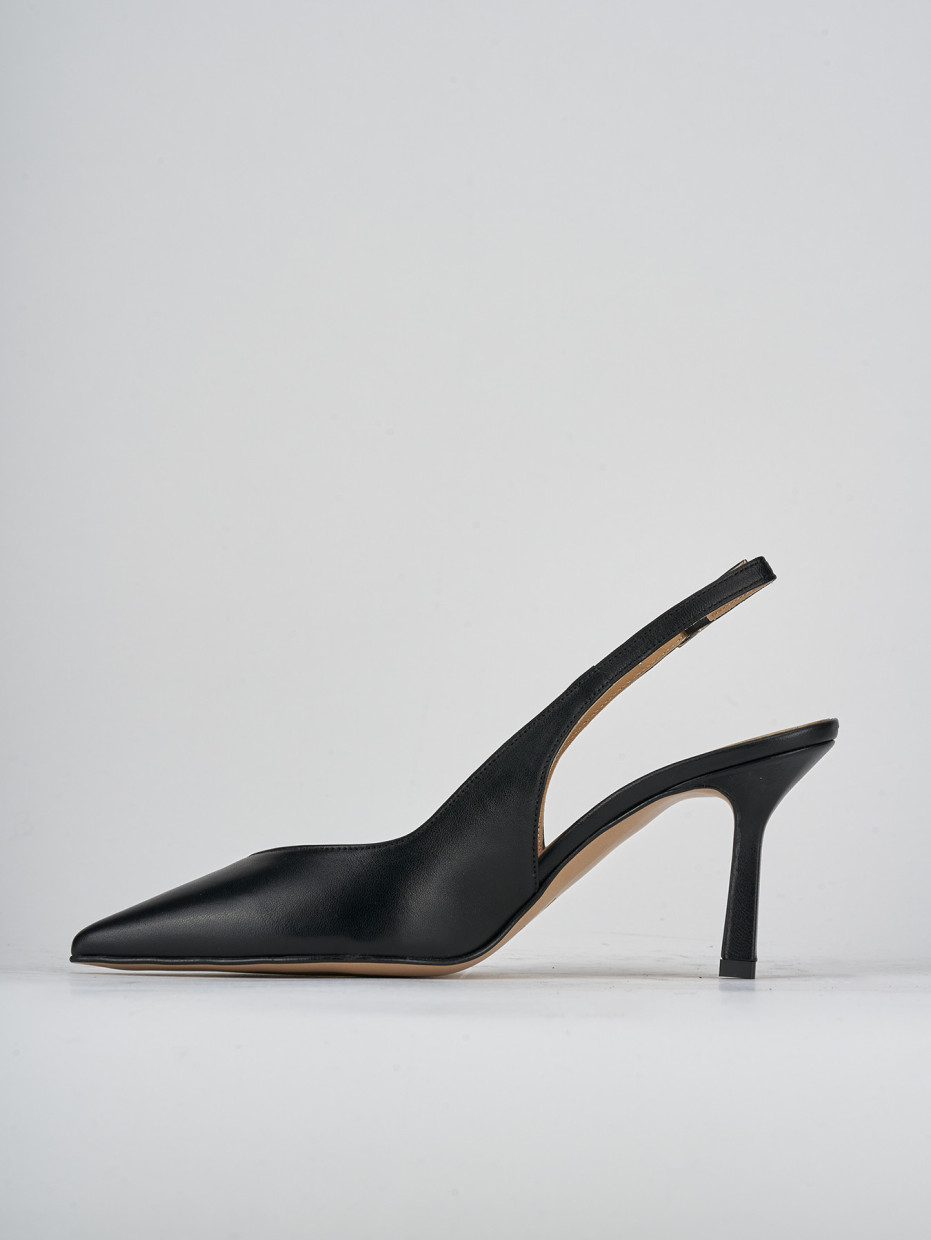 Slingback decolte tacco 7 cm nero pelle