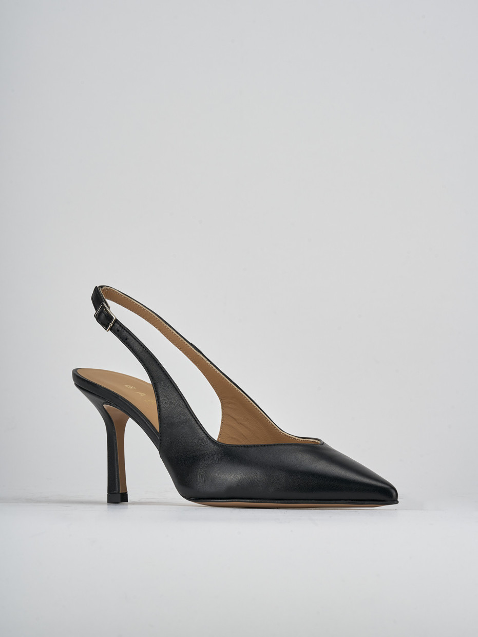 Slingback decolte tacco 7 cm nero pelle