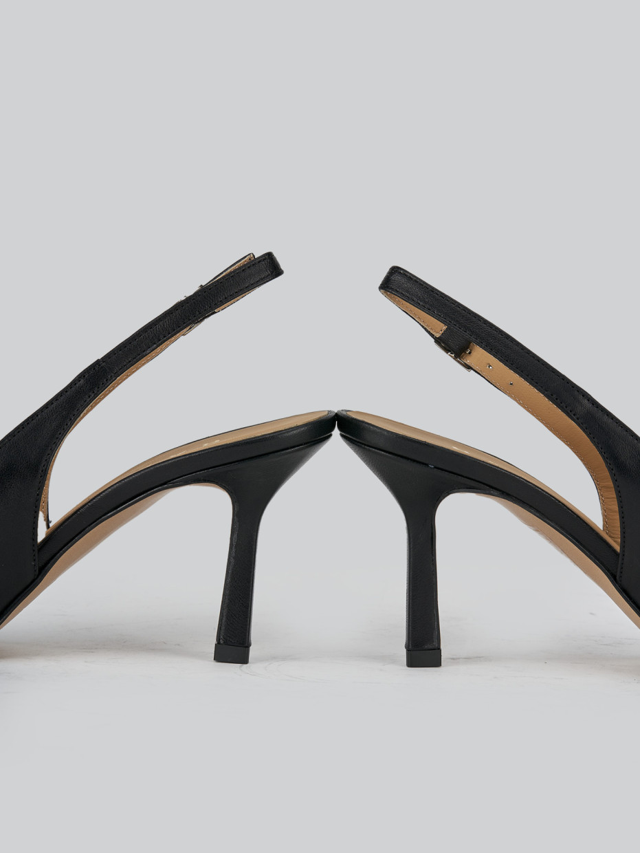 Slingback decolte tacco 7 cm nero pelle