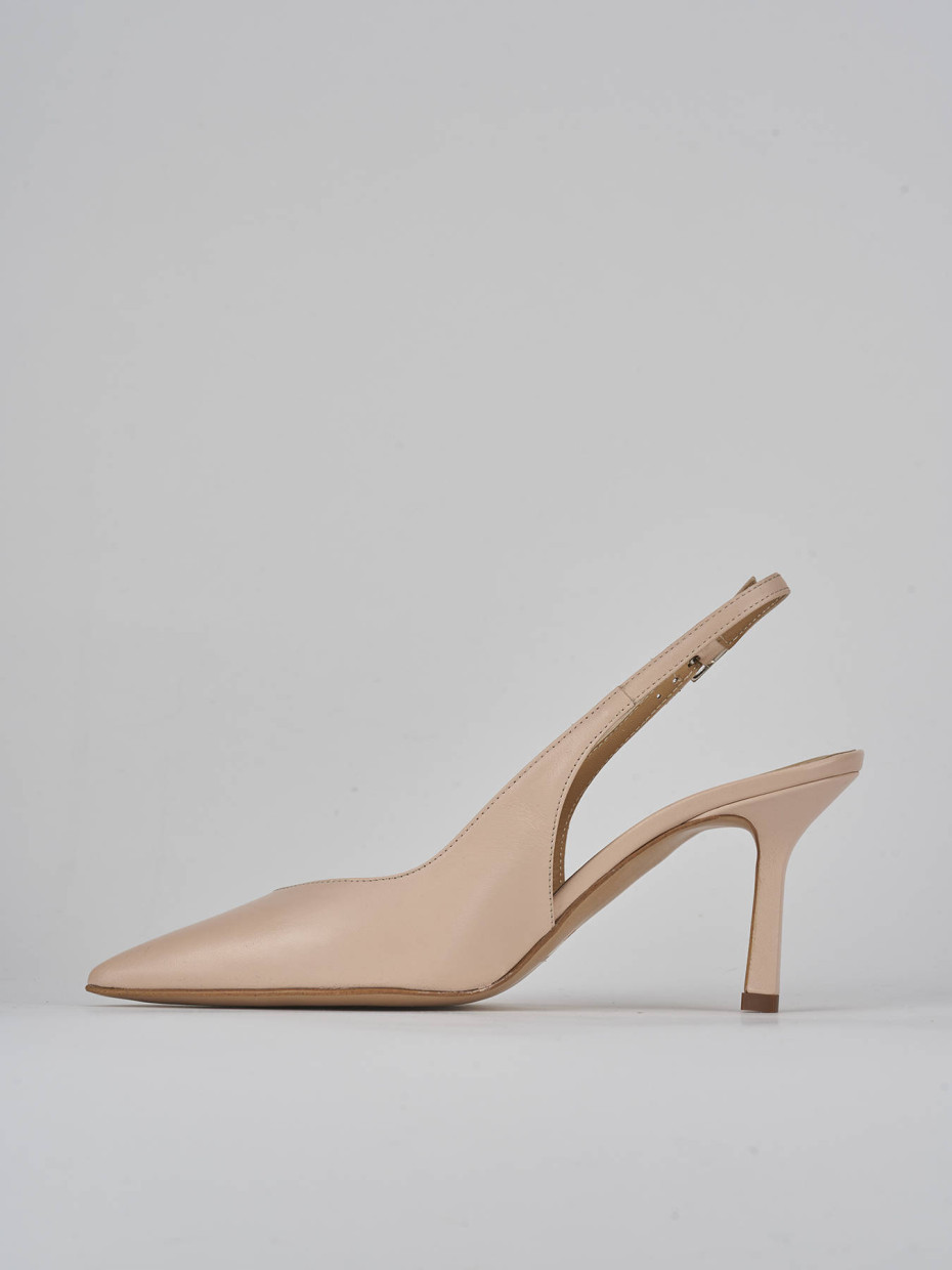 Slingback decolte tacco 7 cm rosa pelle