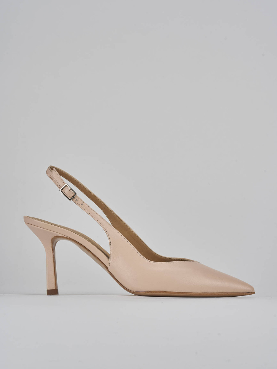 Slingback decolte tacco 7 cm rosa pelle