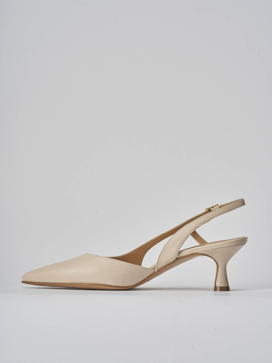 Décolleté e slingback tacco 5cm pelle beige