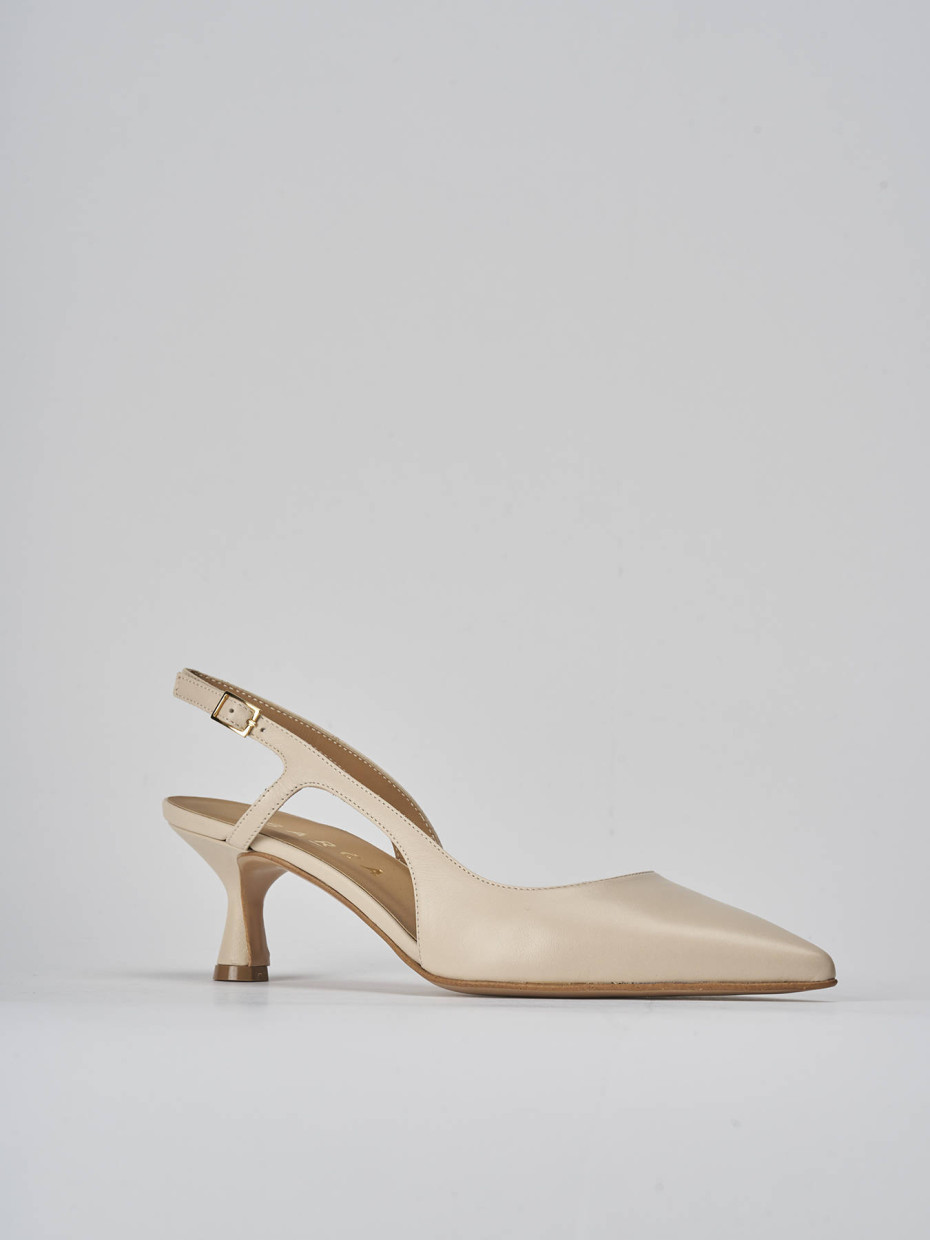 Décolleté e slingback tacco 5cm pelle beige