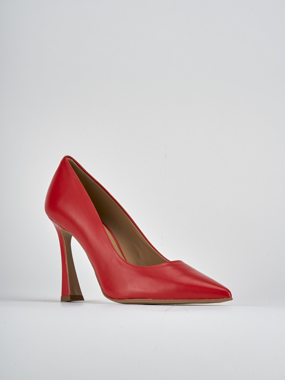 Décolleté e slingback tacco 9cm pelle rosso