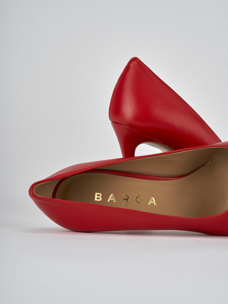 Décolleté e slingback tacco 9cm pelle rosso