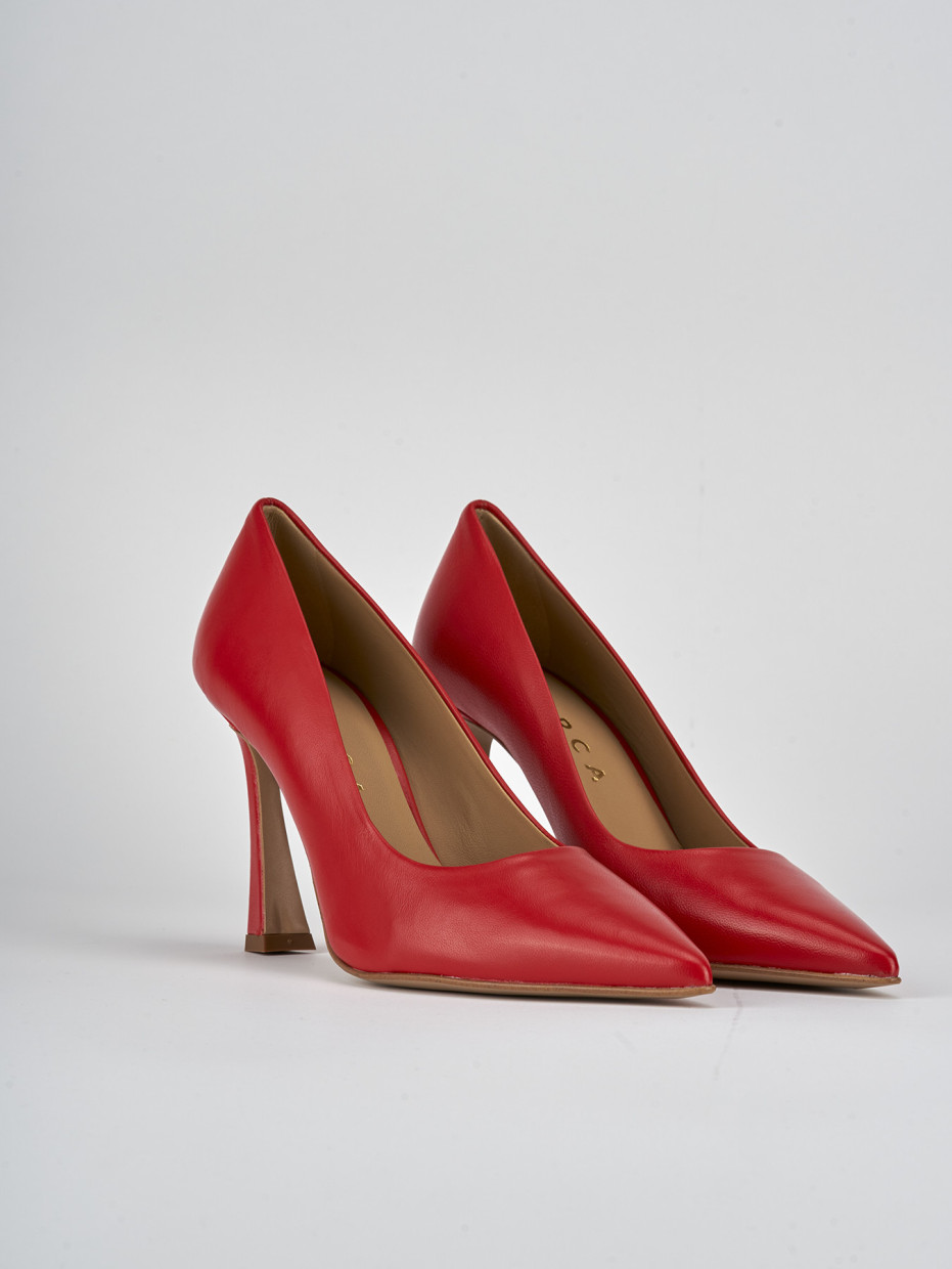 Décolleté e slingback tacco 9cm pelle rosso