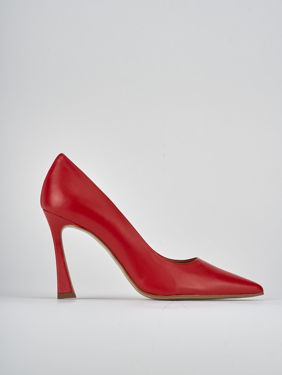 Décolleté e slingback tacco 9cm pelle rosso