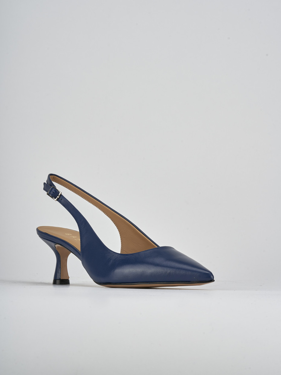 Décolleté e slingback tacco 5cm pelle blu