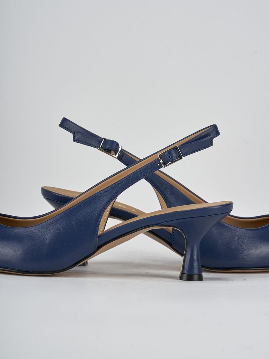 Décolleté e slingback tacco 5cm pelle blu