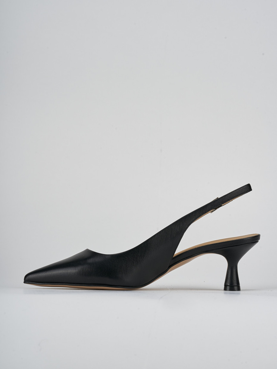 Décolleté e slingback tacco 5cm pelle nero