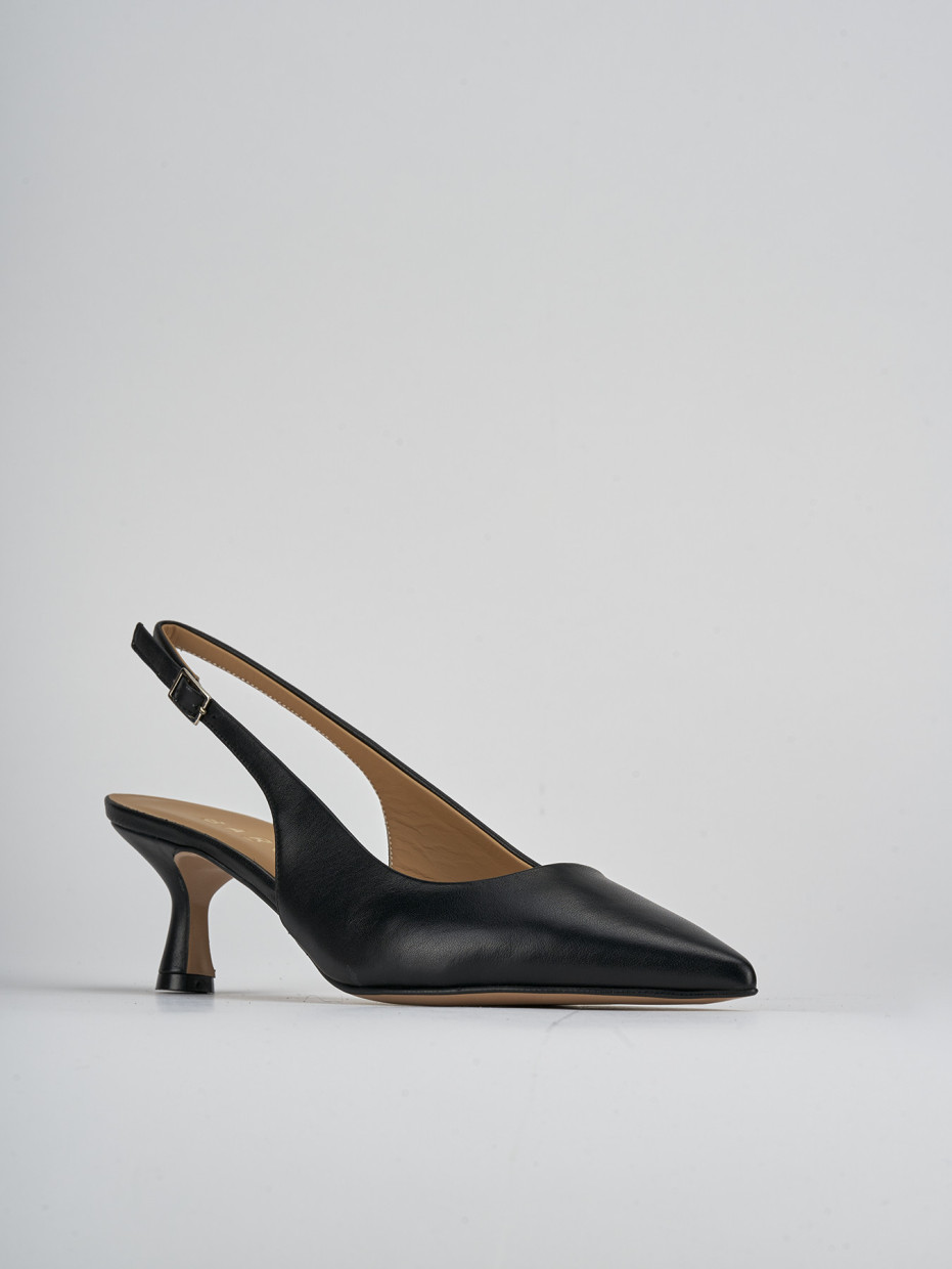 Décolleté e slingback tacco 5cm pelle nero