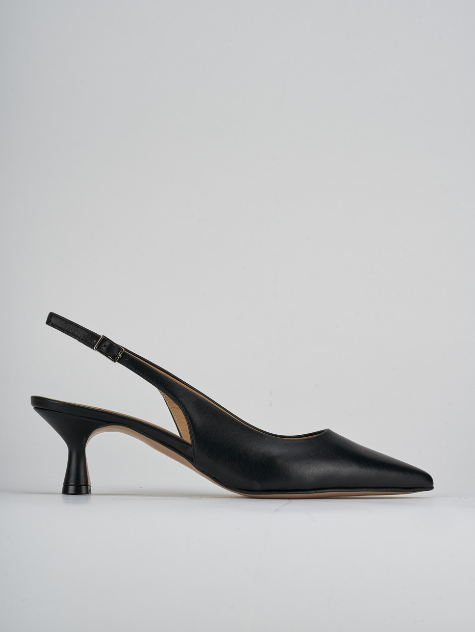 Décolleté e slingback tacco 5cm pelle nero