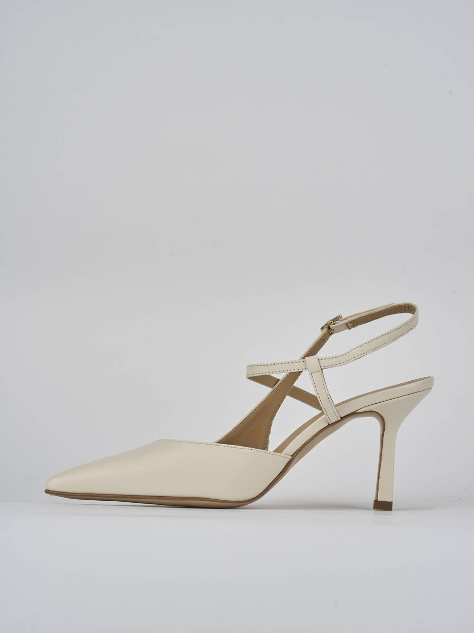 Décolleté e slingback tacco 7cm pelle bianco