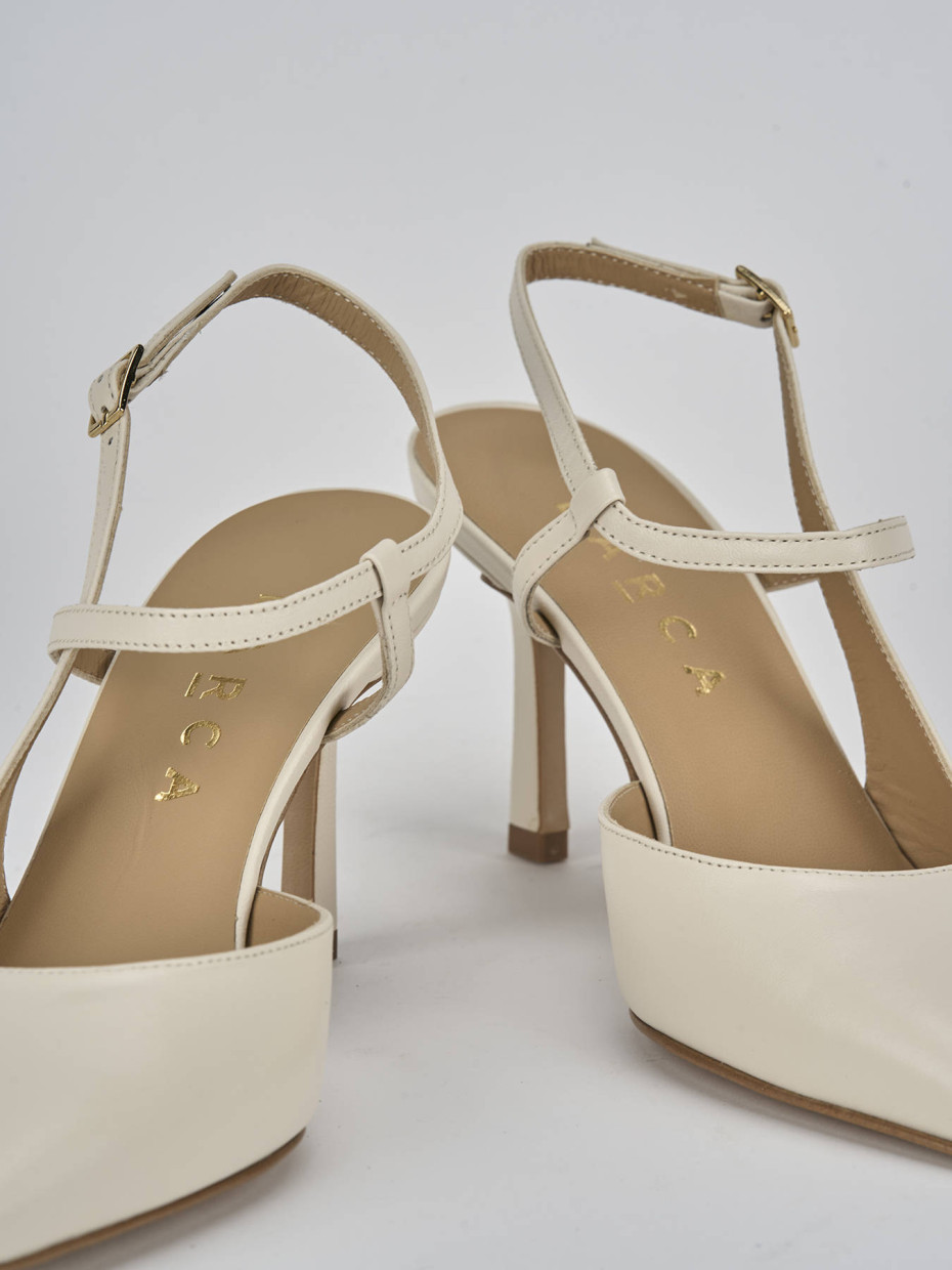 Décolleté e slingback tacco 7cm pelle bianco