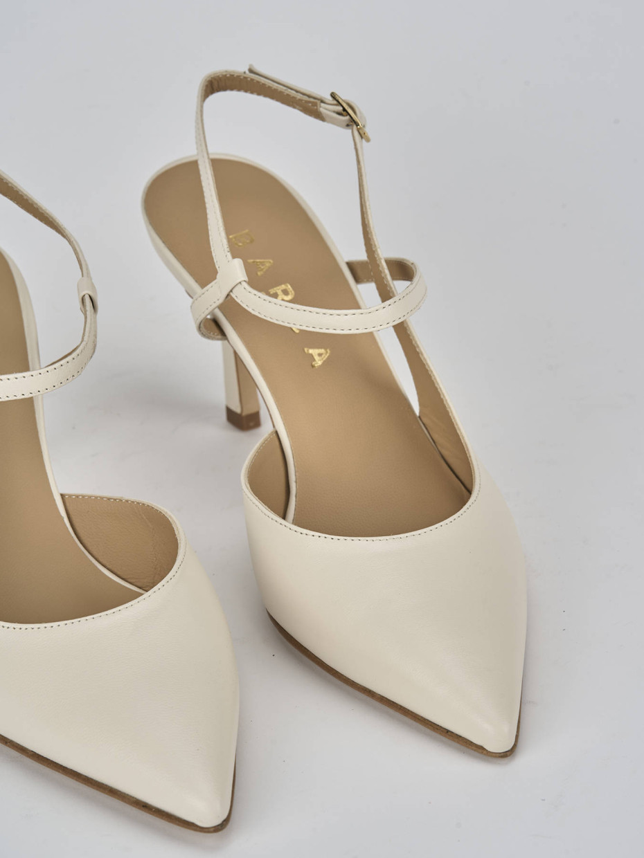 Décolleté e slingback tacco 7cm pelle bianco