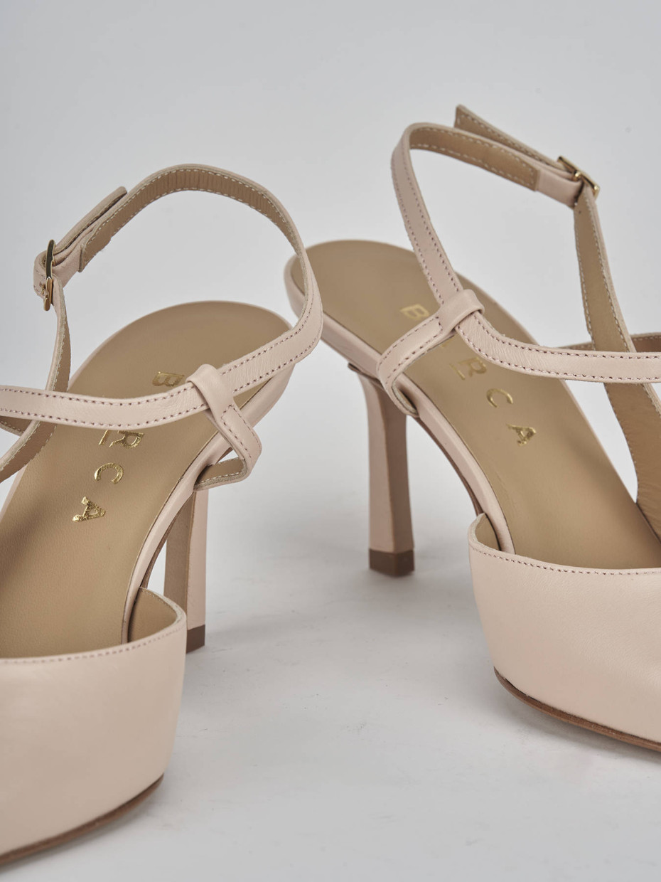 Décolleté e slingback tacco 7cm pelle rosa