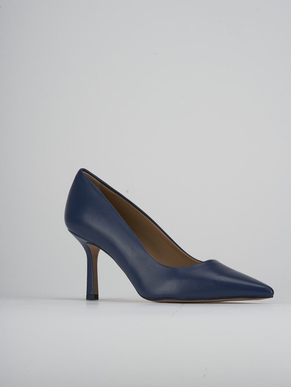 Décolleté e slingback tacco 7cm pelle blu