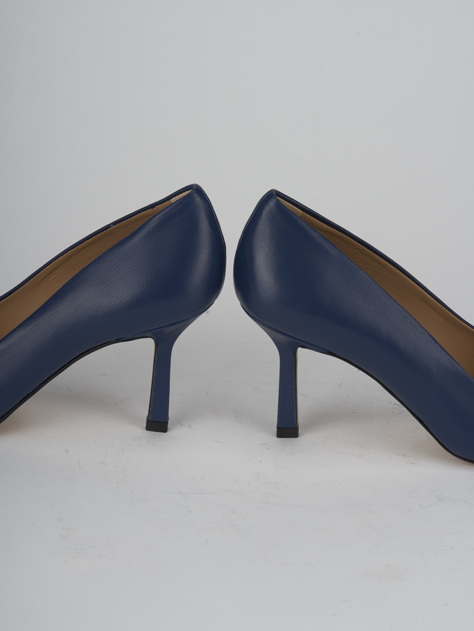 Décolleté e slingback tacco 7cm pelle blu