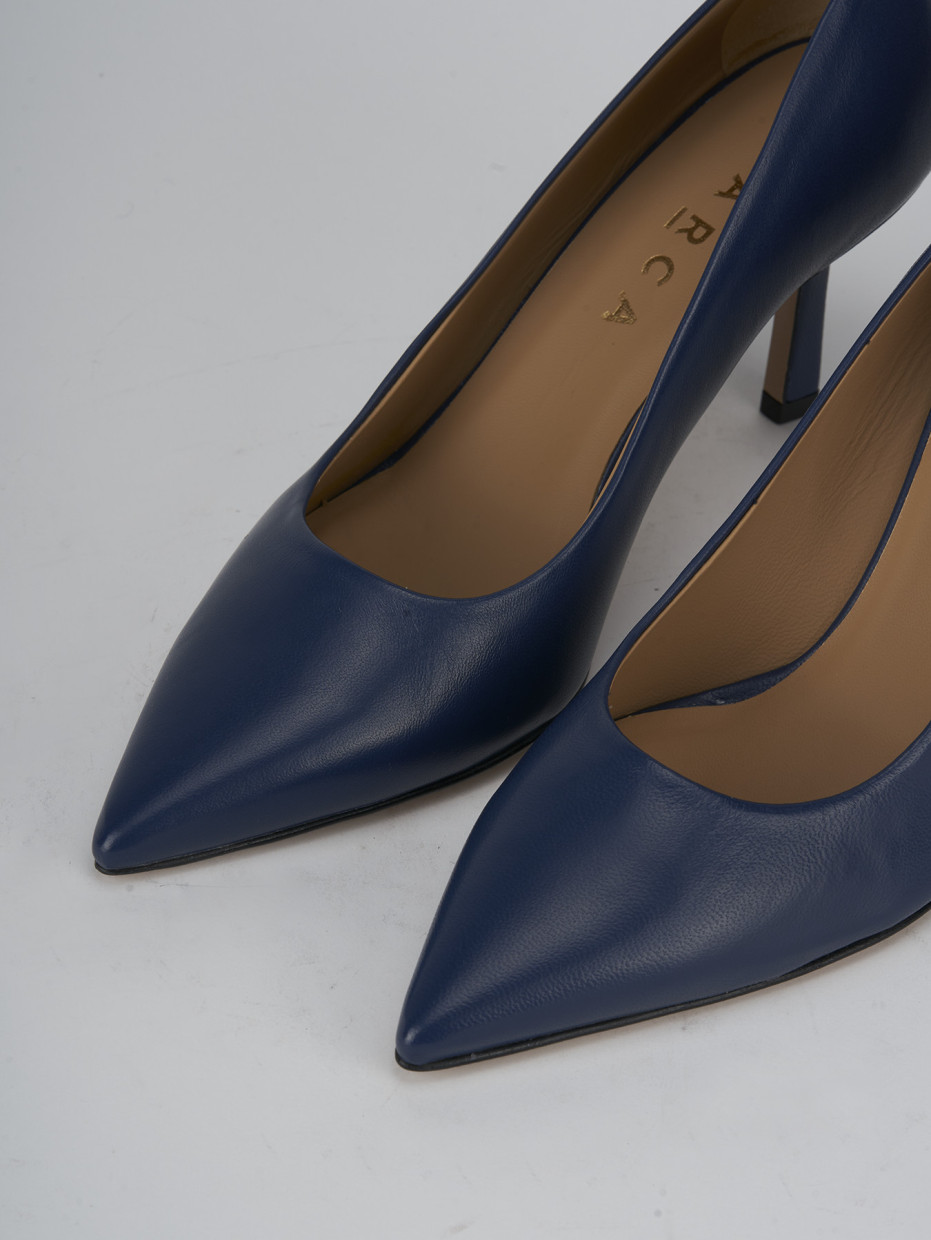 Décolleté e slingback tacco 7cm pelle blu