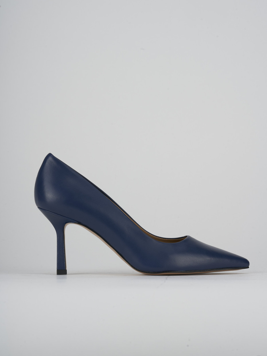 Décolleté e slingback tacco 7cm pelle blu