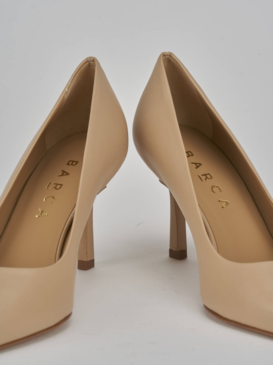 Décolleté e slingback tacco 7cm pelle marrone