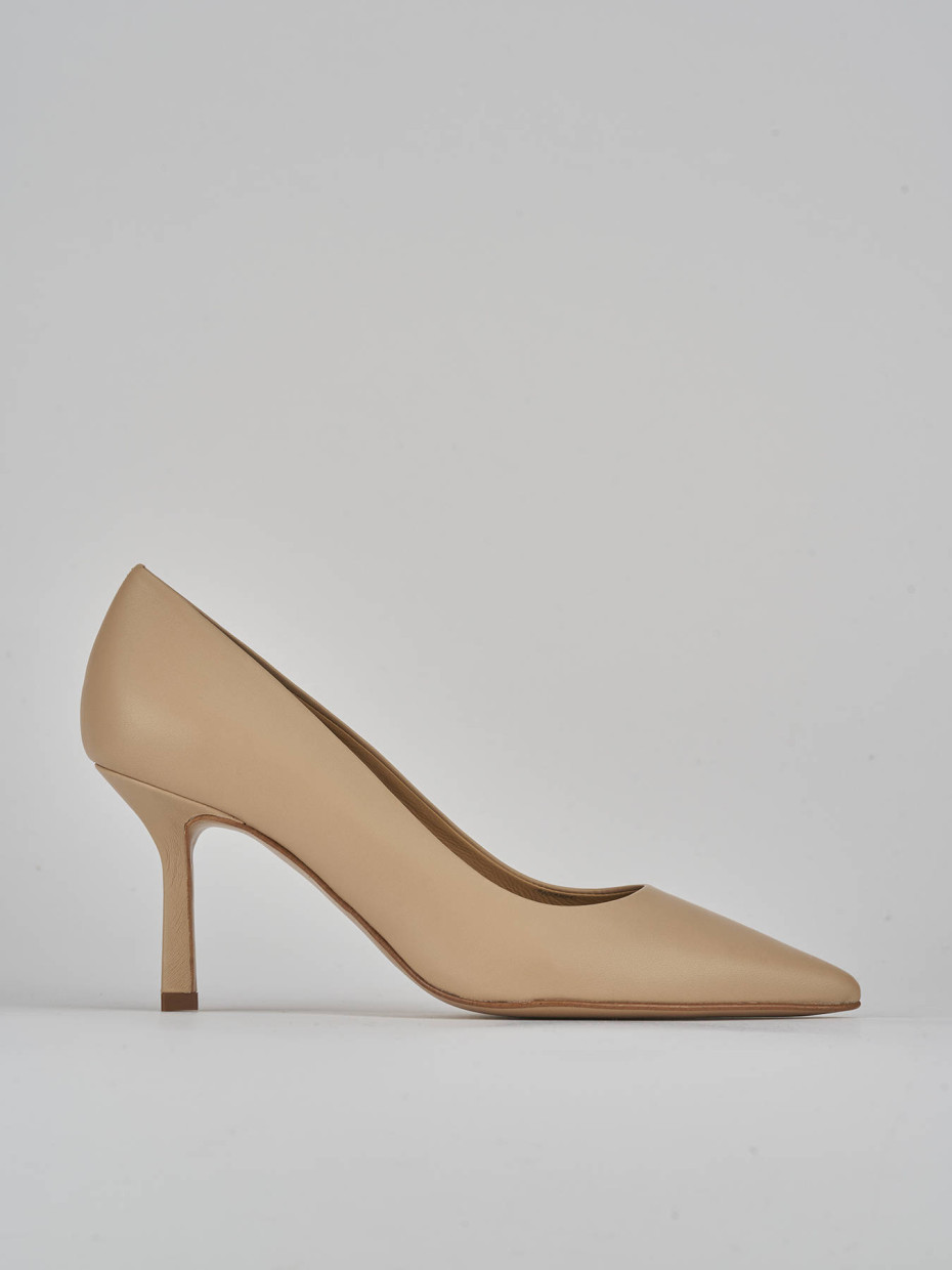 Décolleté e slingback tacco 7cm pelle marrone