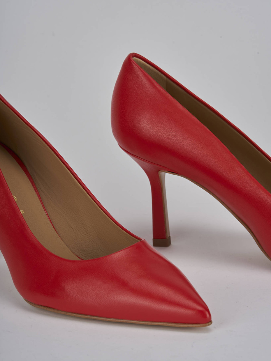 Décolleté e slingback tacco 7cm pelle rosso