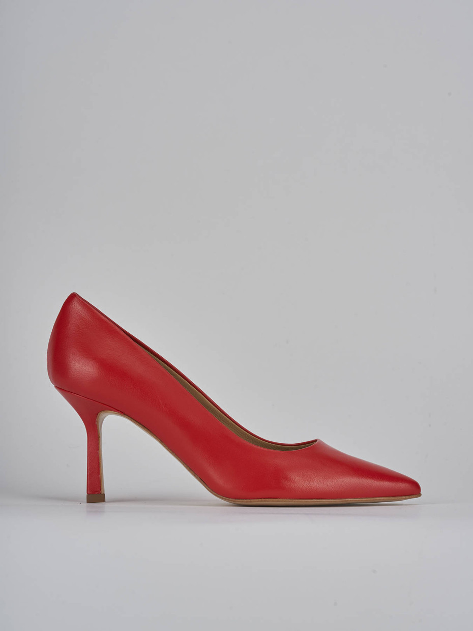 Décolleté e slingback tacco 7cm pelle rosso