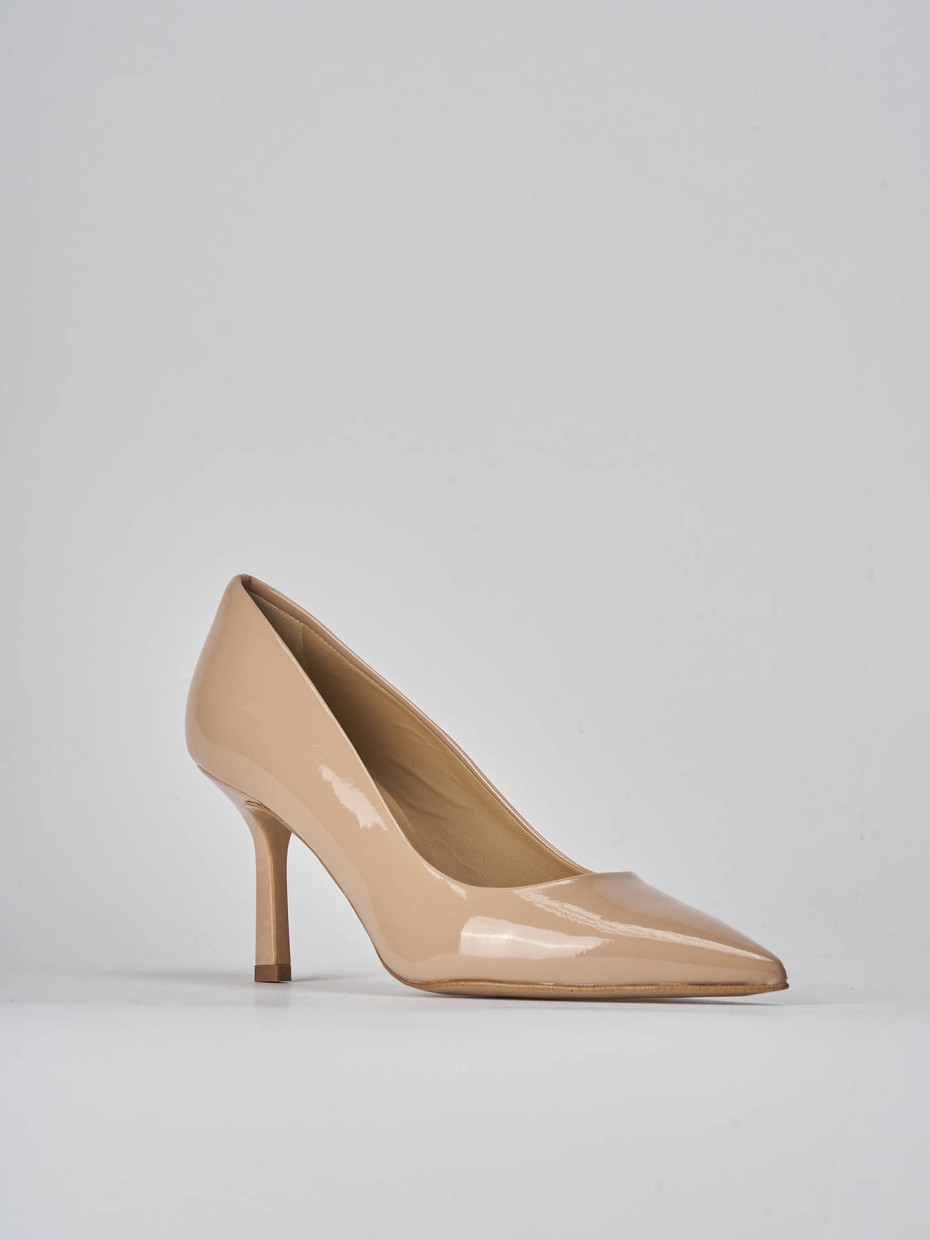 Décolleté e slingback tacco 7cm vernice beige