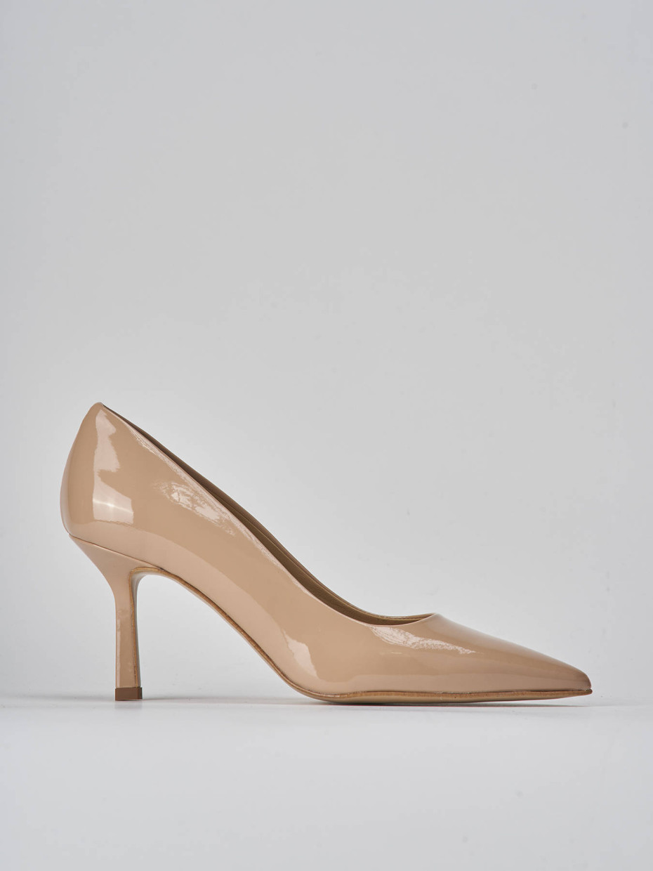 Décolleté e slingback tacco 7cm vernice beige