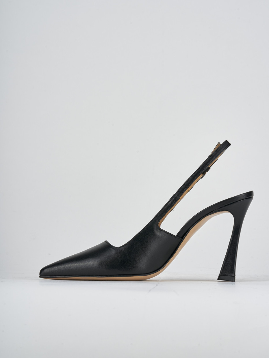 Décolleté e slingback tacco 9cm pelle nero