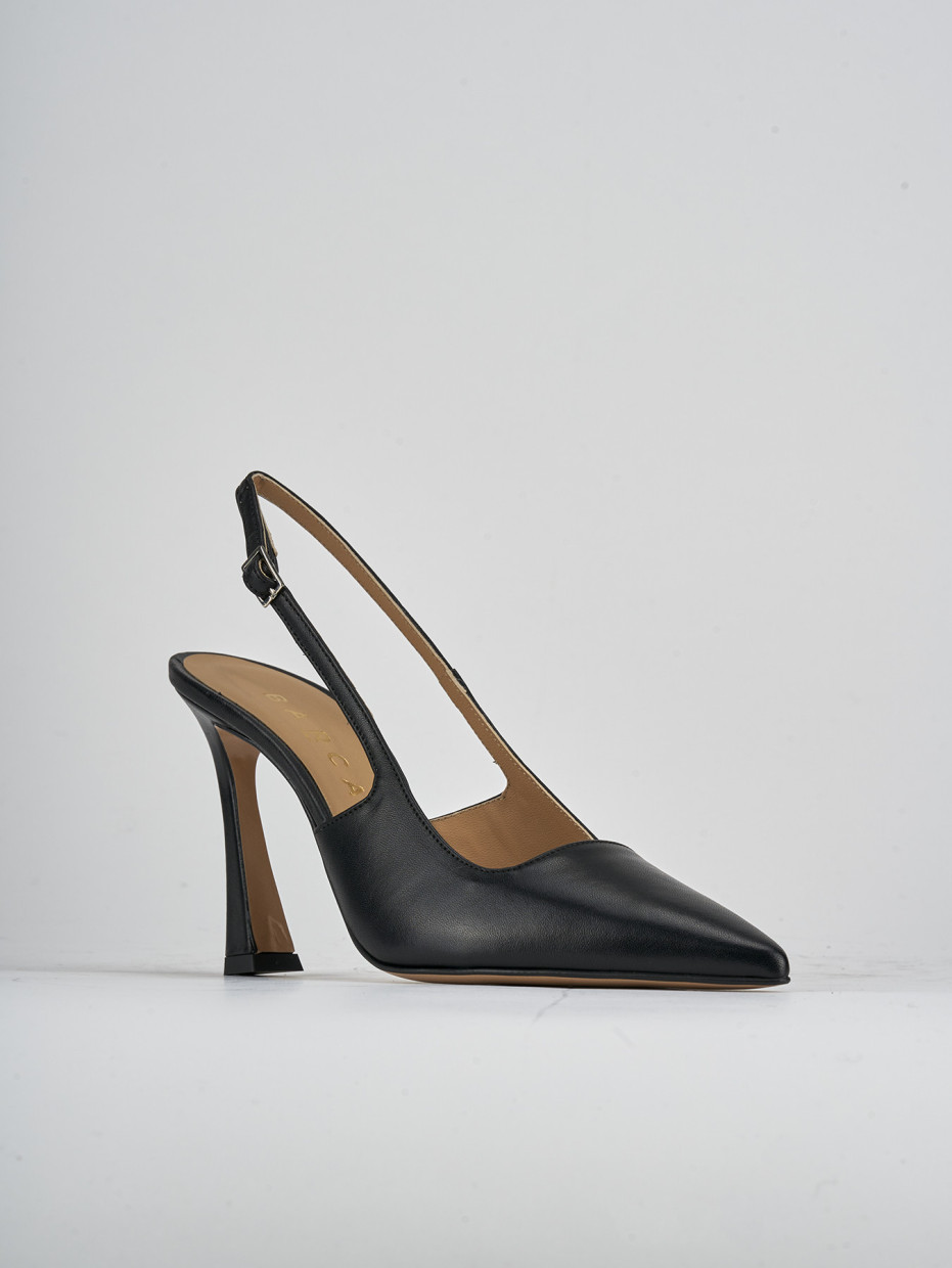 Décolleté e slingback tacco 9cm pelle nero