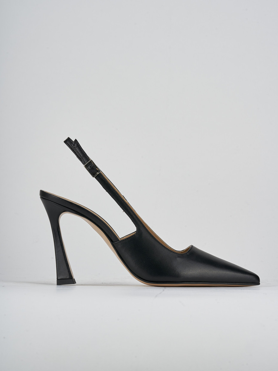 Décolleté e slingback tacco 9cm pelle nero