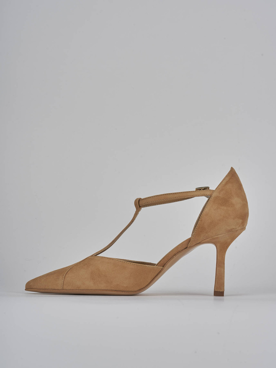 Décolleté e slingback tacco 7cm camoscio marrone