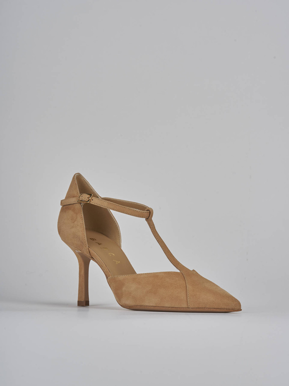 Décolleté e slingback tacco 7cm camoscio marrone