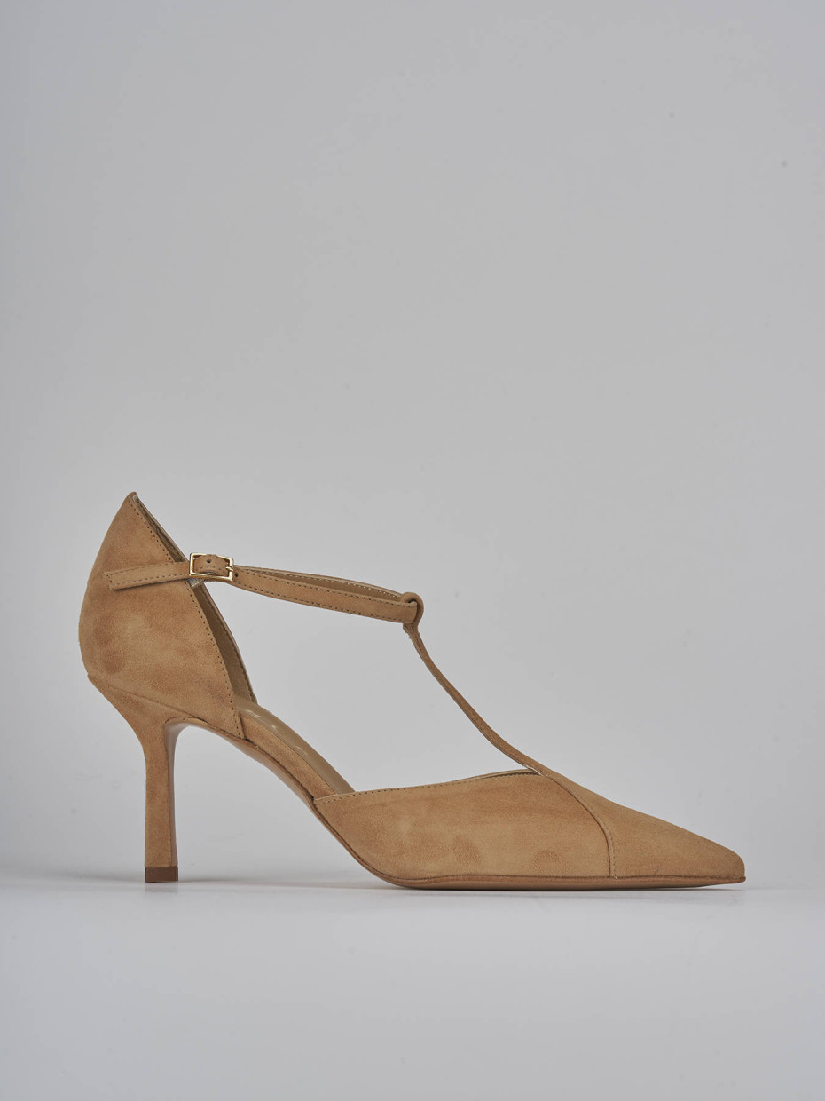 Décolleté e slingback tacco 7cm camoscio marrone