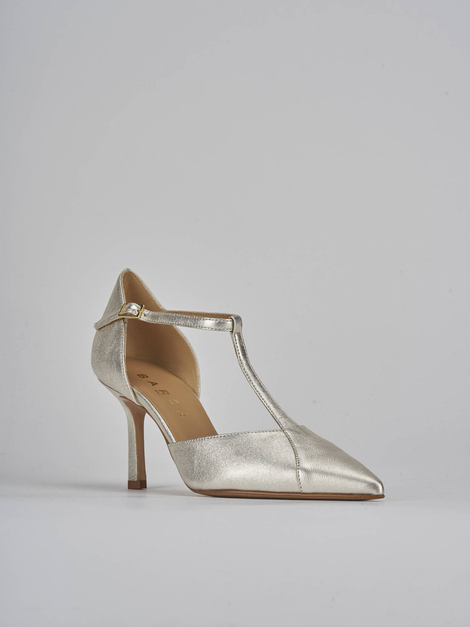 Décolleté e slingback tacco 7cm laminato oro