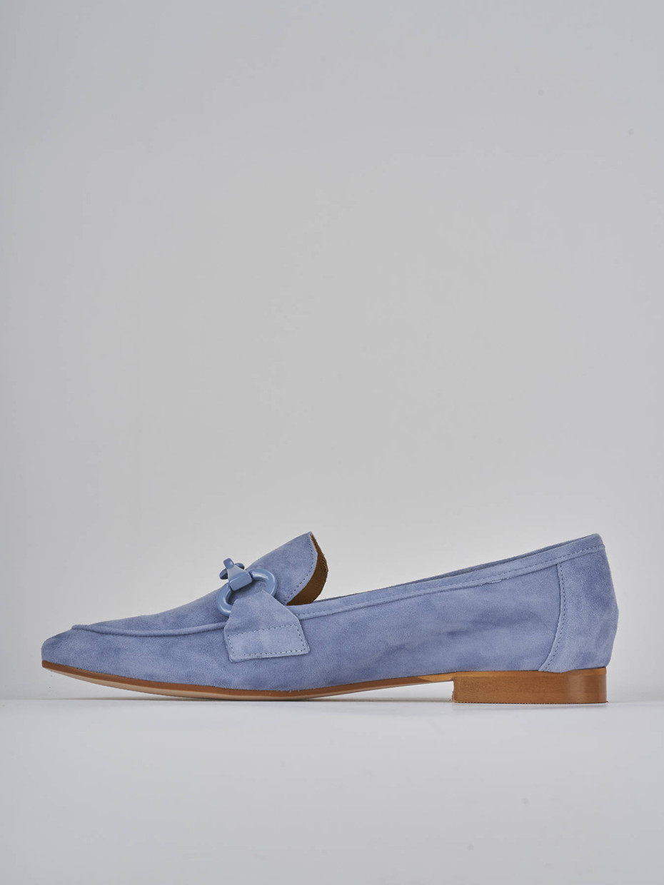 Mocassini tacco 1cm camoscio jeans