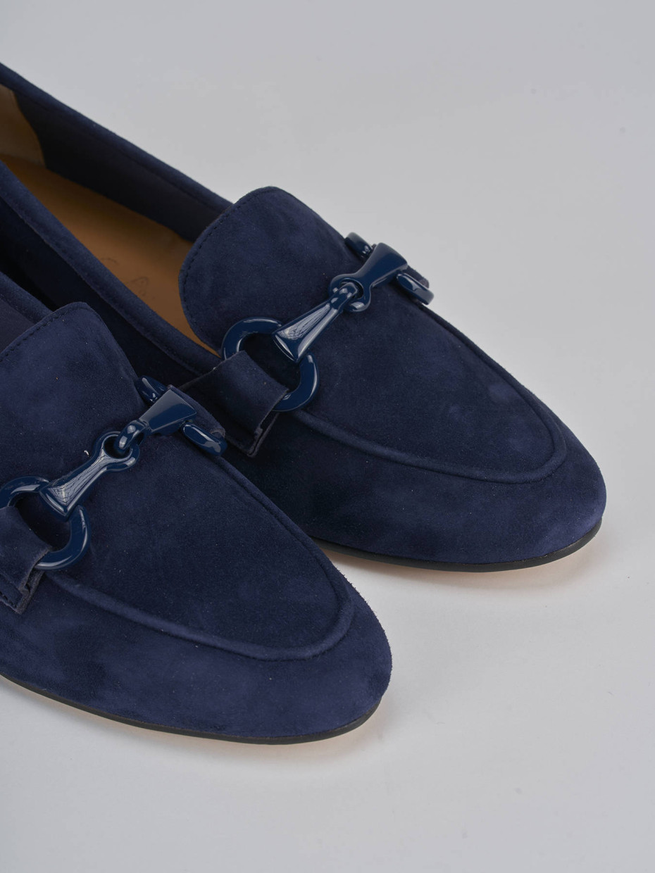 Mocassini tacco 3cm camoscio blu Barca Stores