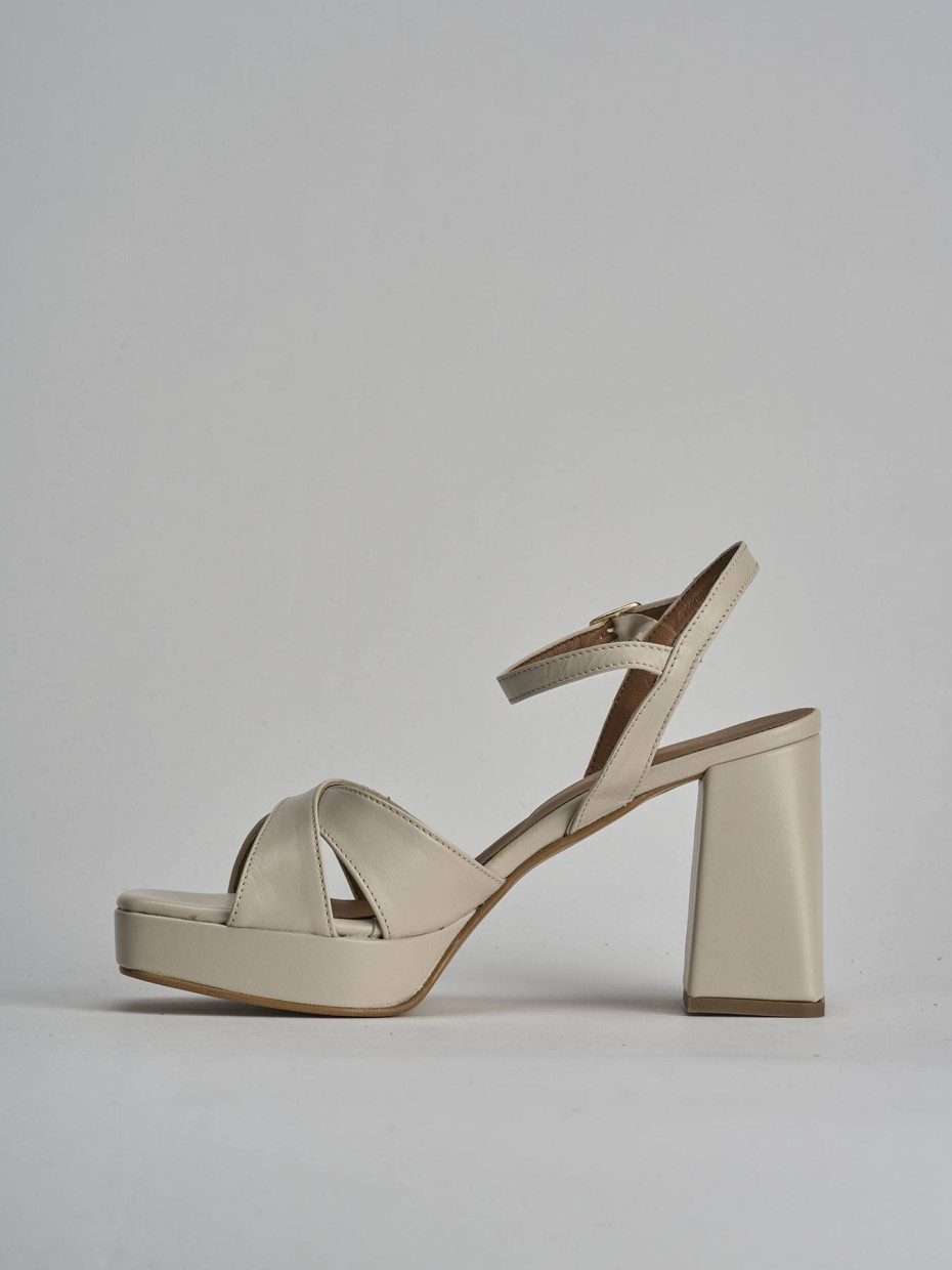 Sandalo tacco 8 cm bianco pelle