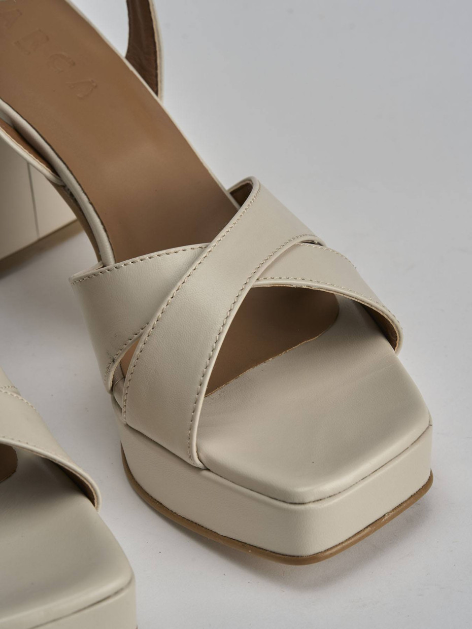 Sandalo tacco 8 cm bianco pelle