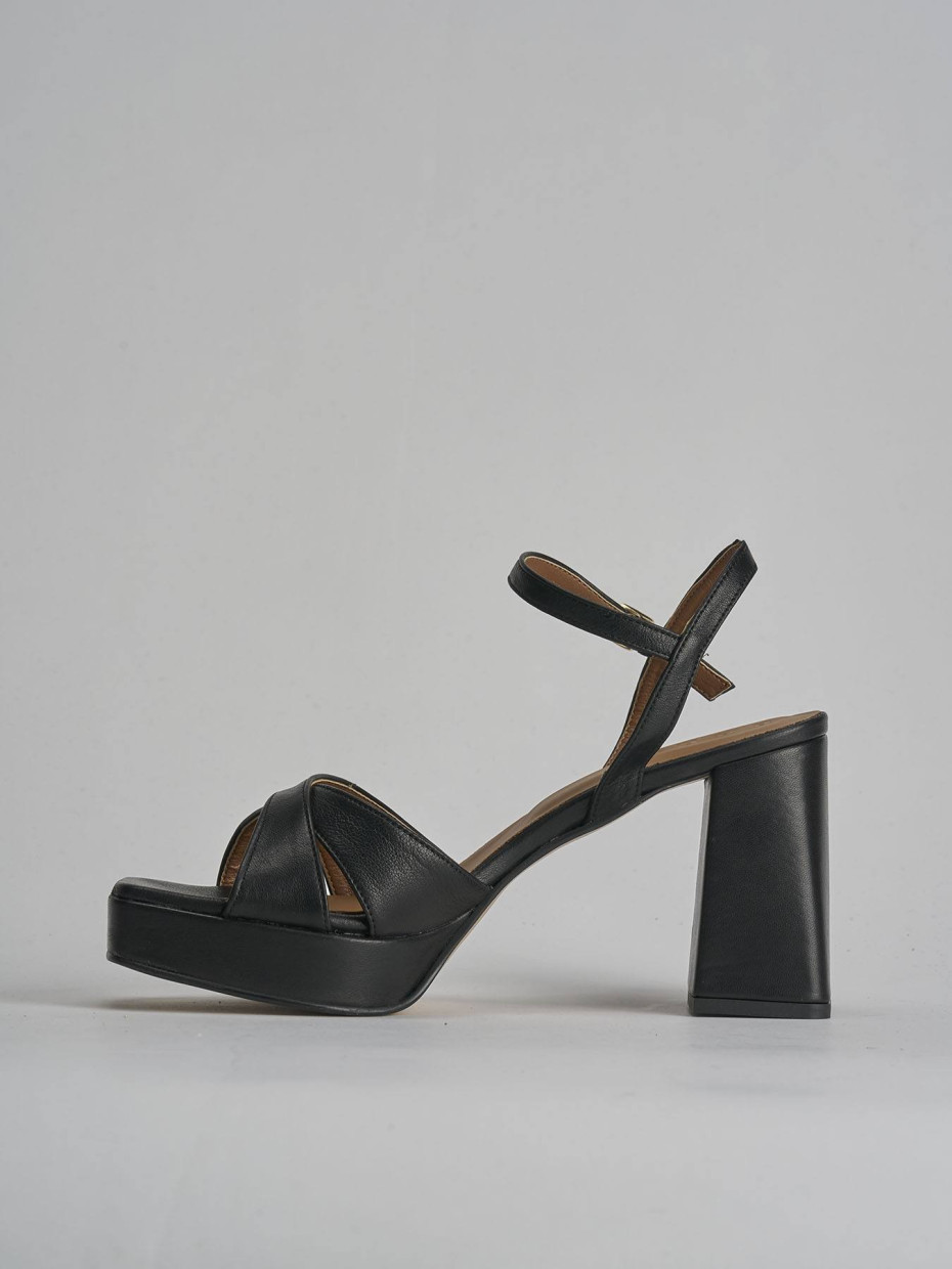 Sandalo tacco 8 cm nero pelle