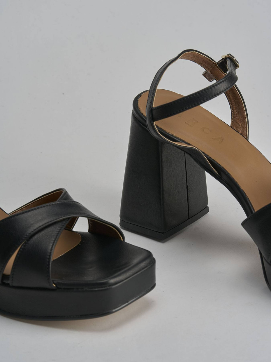 Sandalo tacco 8 cm nero pelle