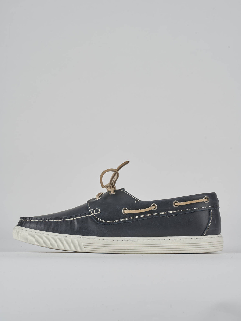 Stringate pelle blu