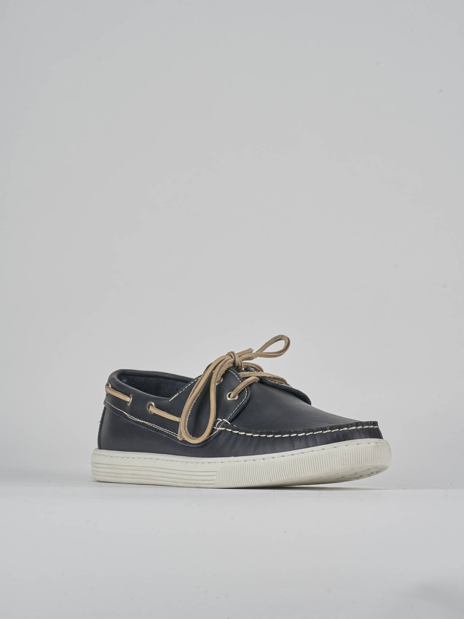 Stringate pelle blu