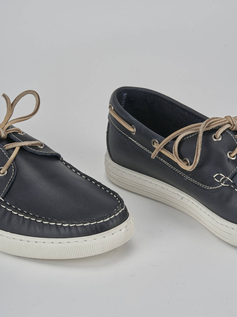 Stringate pelle blu